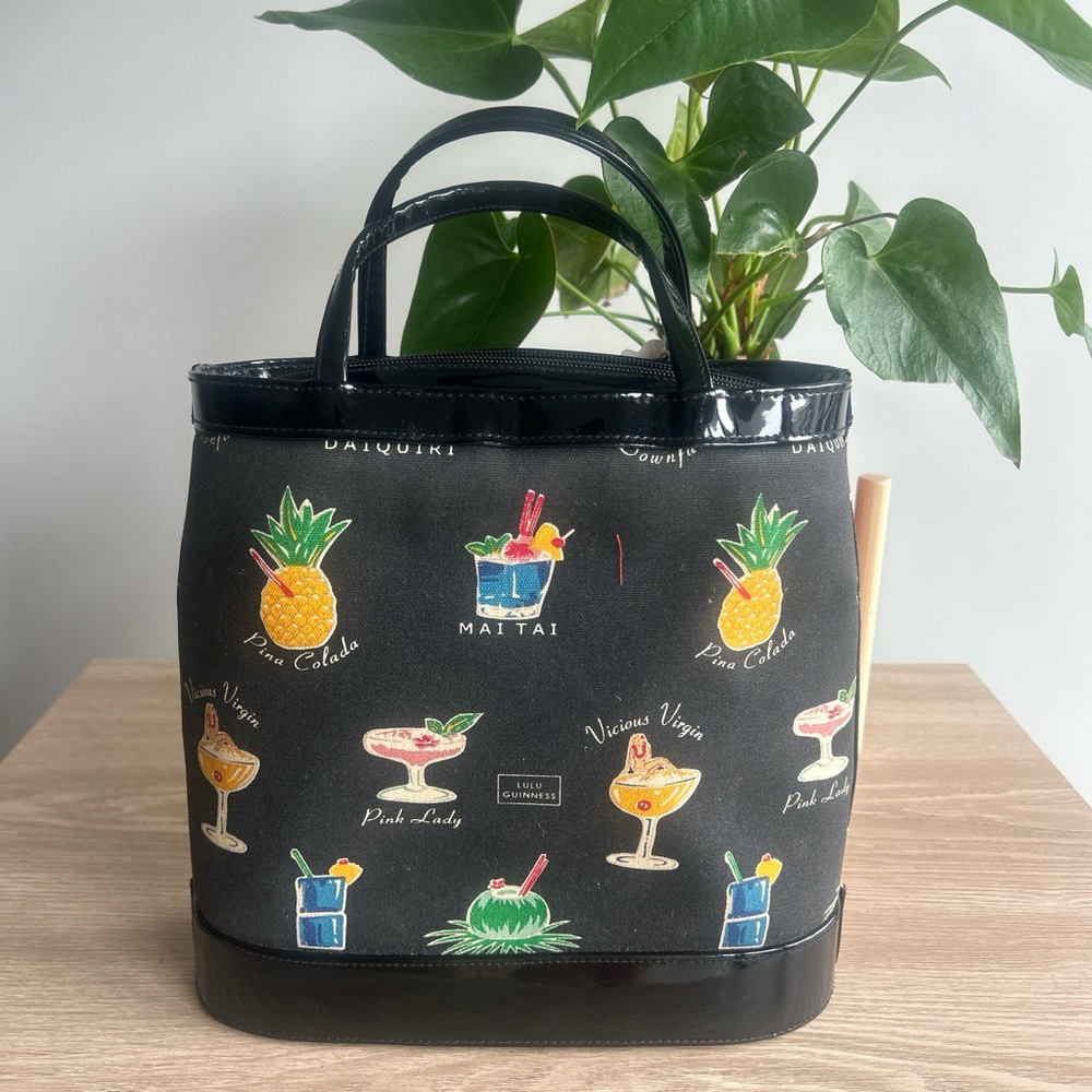 Black Tote with Colorful Cocktail Design